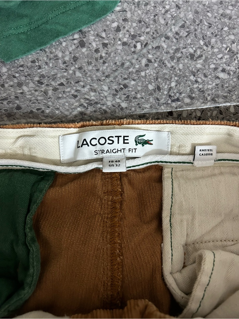 Lacoste Men's Corduroy Pants in Rust - Picture 2 of 4